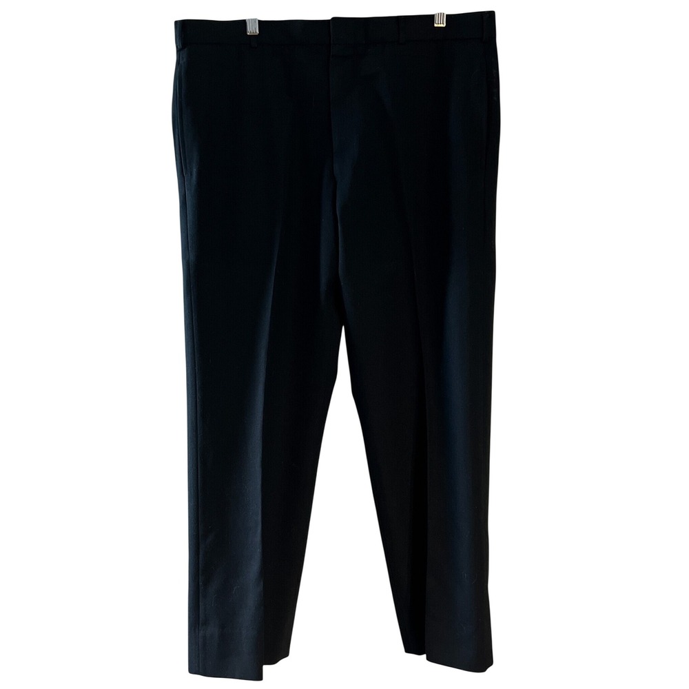 Vintage US Navy Dress Black Trousers 1986 Military Issue Wool Blend Pants 36x27